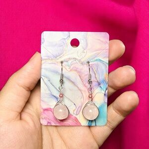 Rose Quartz & Rare Pink Thulite Earrings | 10mm | Hypoallergenic